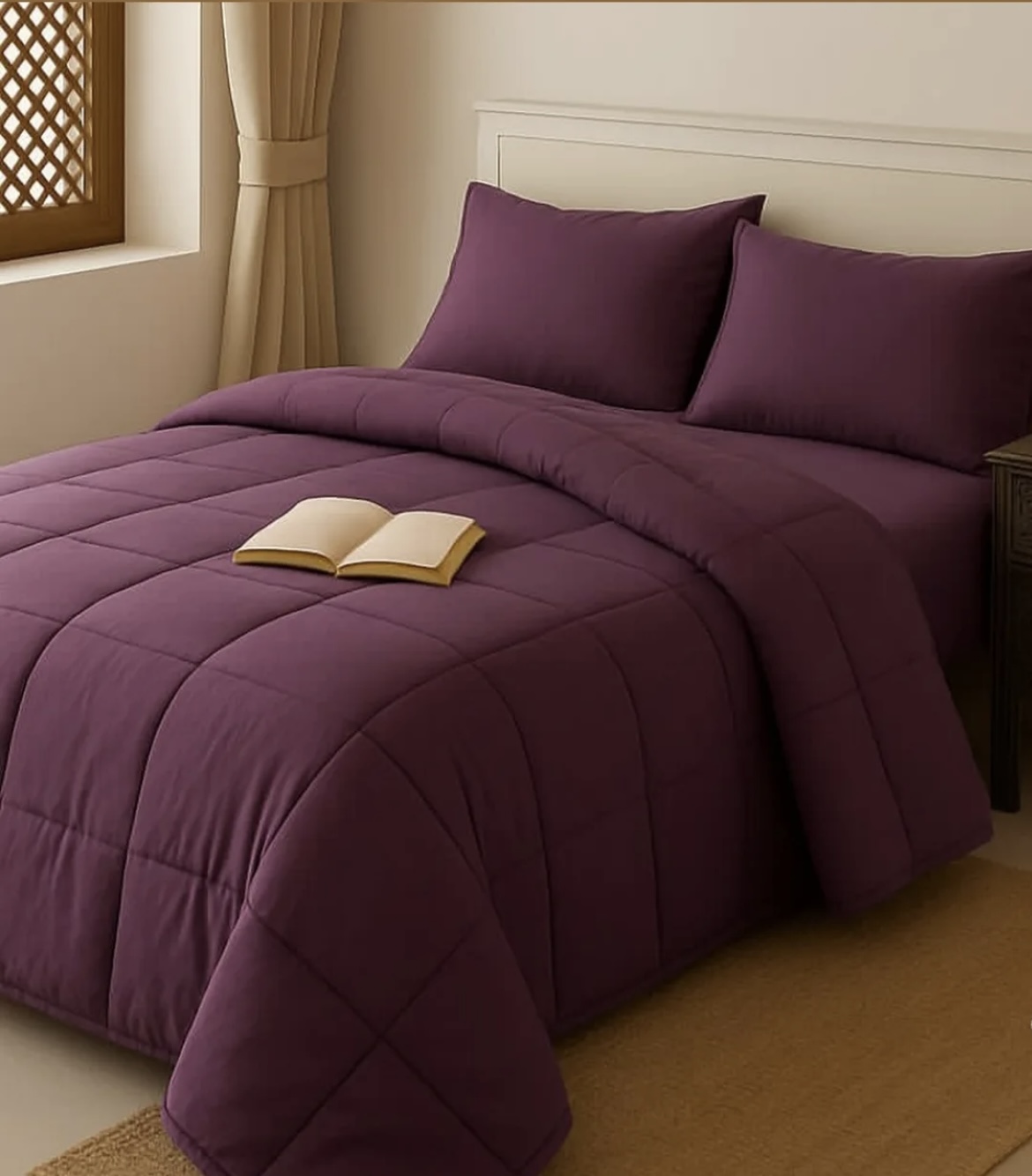 سرویس روتختی ساده بادمجونی(نخ پنبه)