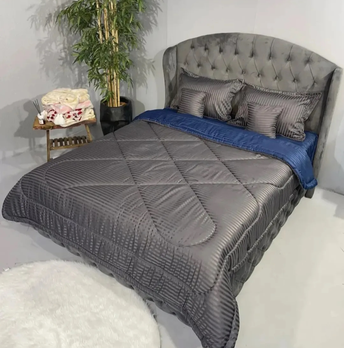 سرویس روتختی دو رنگ هتلی ساده رنگ (فیلی وآبی کاربنی)