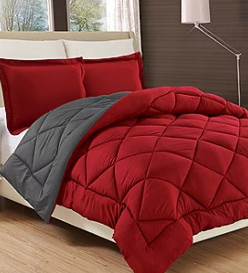 سرویس روتختی ساده قرمز و طوسی(نخ پنبه)