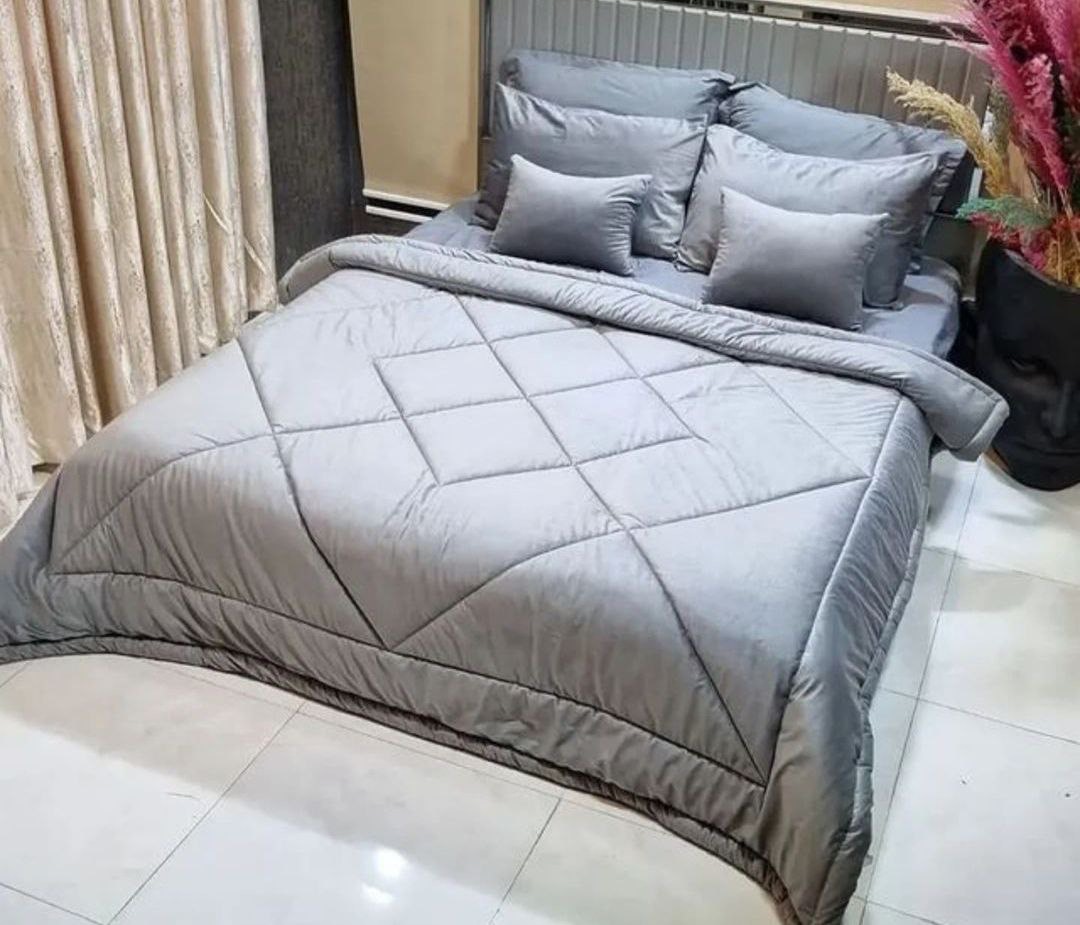 روتختی دو نفره مخمل کالیفرنیا طوسی