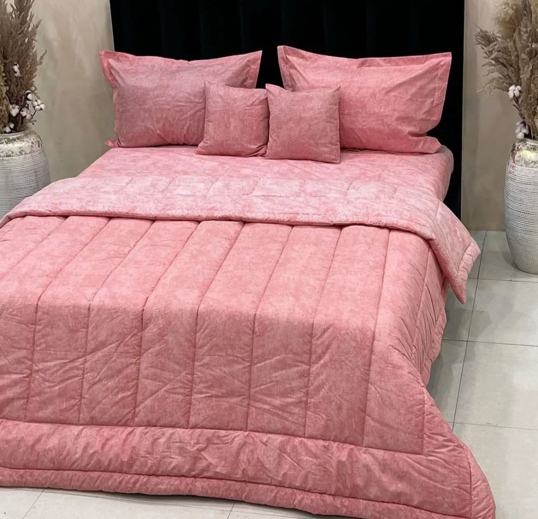 سرویس روتختی نخ طرح پتینه رنگ صورتی